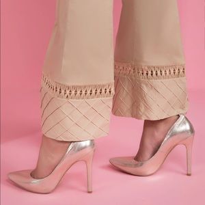 Beige Wide-Leg Trousers